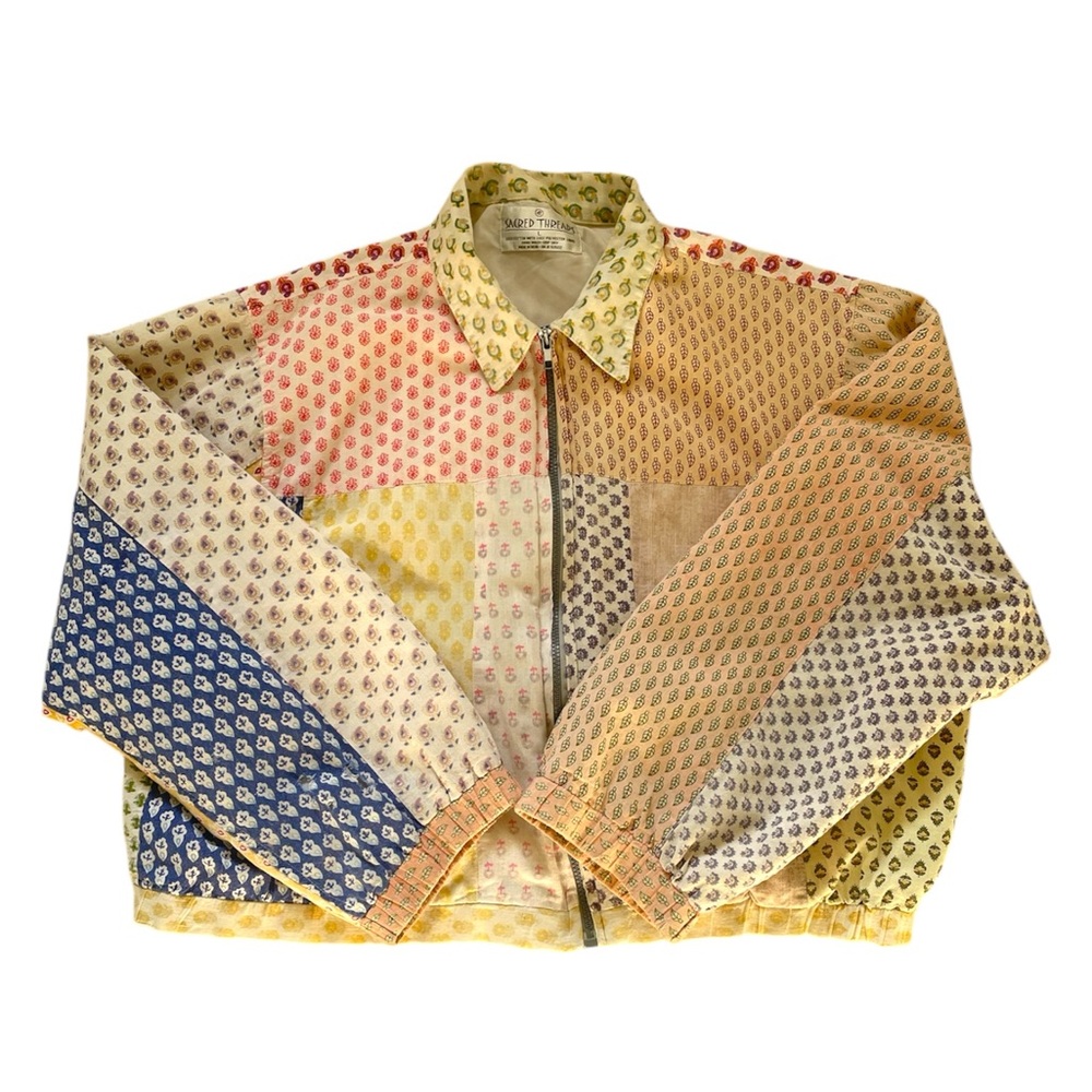 Vintage Pastel Patchwork Zip Up Jacket - image 1